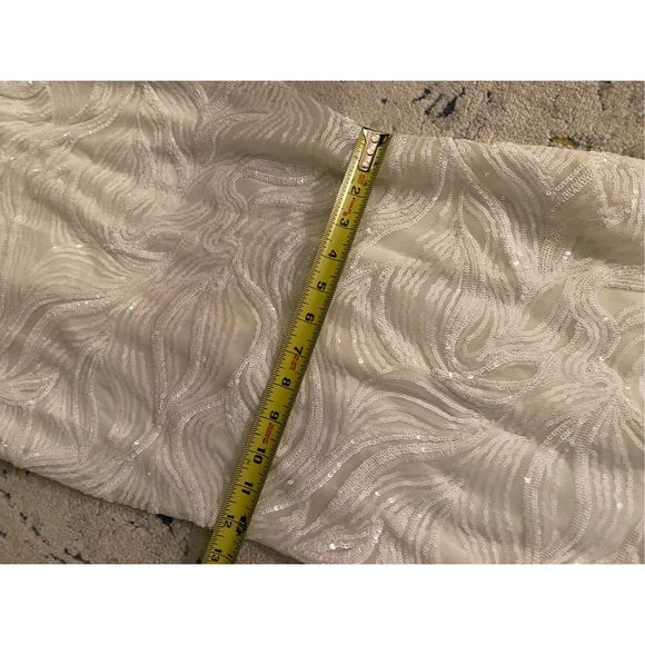 Belle Badgley Mishka Shift Sequin Ivory Sheath Swirly Dress, Size 2, MSRP $179 - Picture 6 of 13